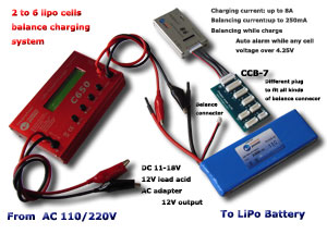 6s lipo cells balancing charge system